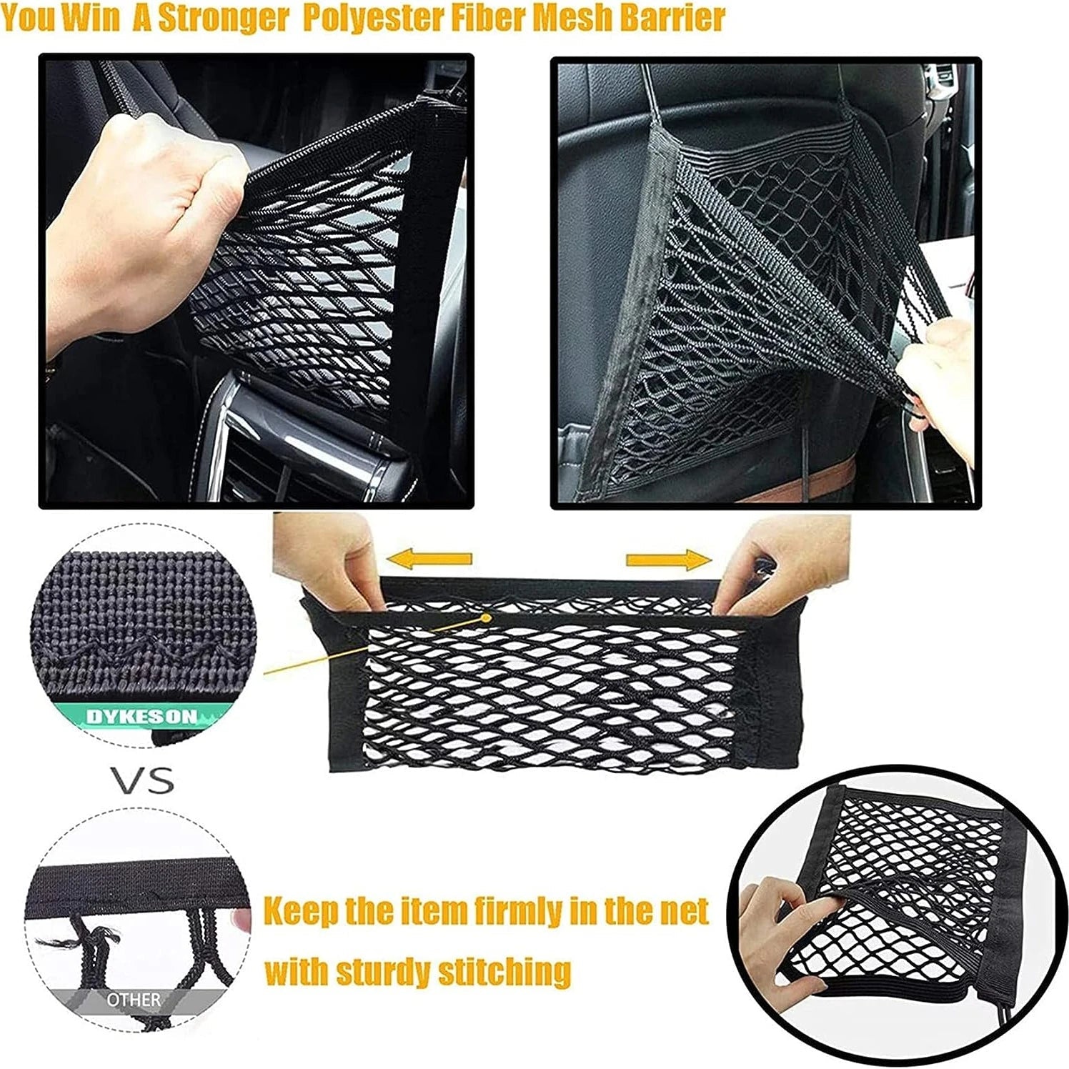 Pet Car Barrier Dog Car Barrier with Automatic Safety Mesh Storage Bag Pet Barrier Guard Back Seat Safety Protector Mesh Net PawPrint Treasures