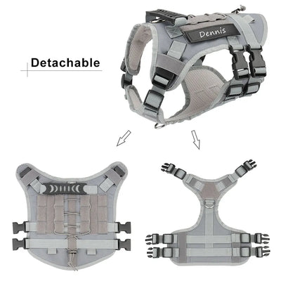 Custom Dog Harness Personalized Tactical Vest DIY Name Pet Harness for Medium Large Big Dog Chest Strap