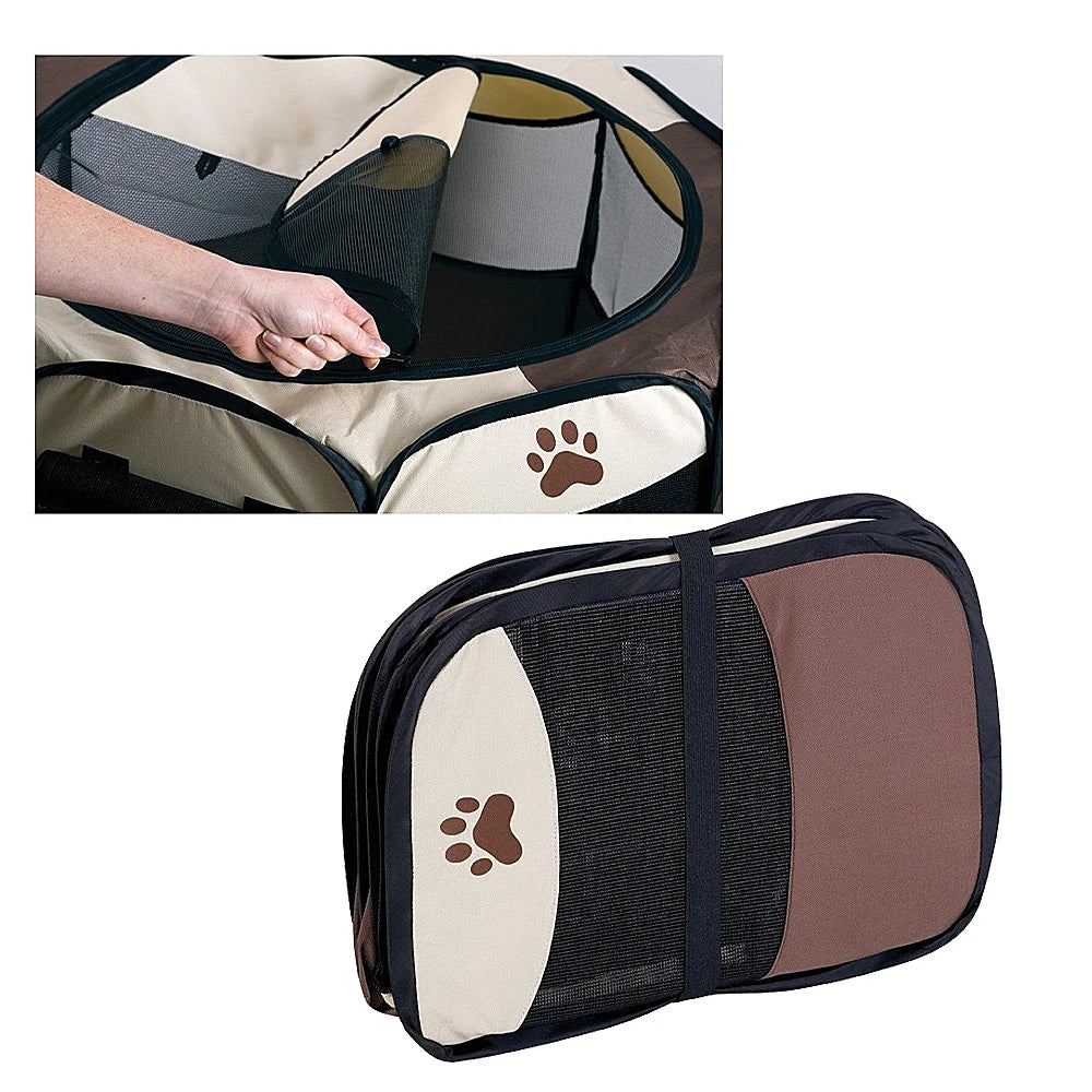 Portable Foldable Kennel Octagonal Fence Pet Tent Puppy Shelter Easy To Use Outdoor Easy Operation Large Dog Cages Cat Fences PawPrint Treasures