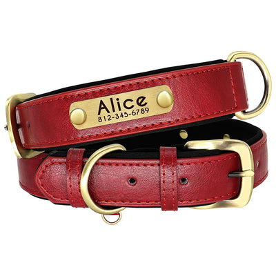 Custom Leather Dog Collar Soft Padded Dog Collars Personalized Pet ID Necklace Free Engraved Name Paw For Small Medium Dogs Pug