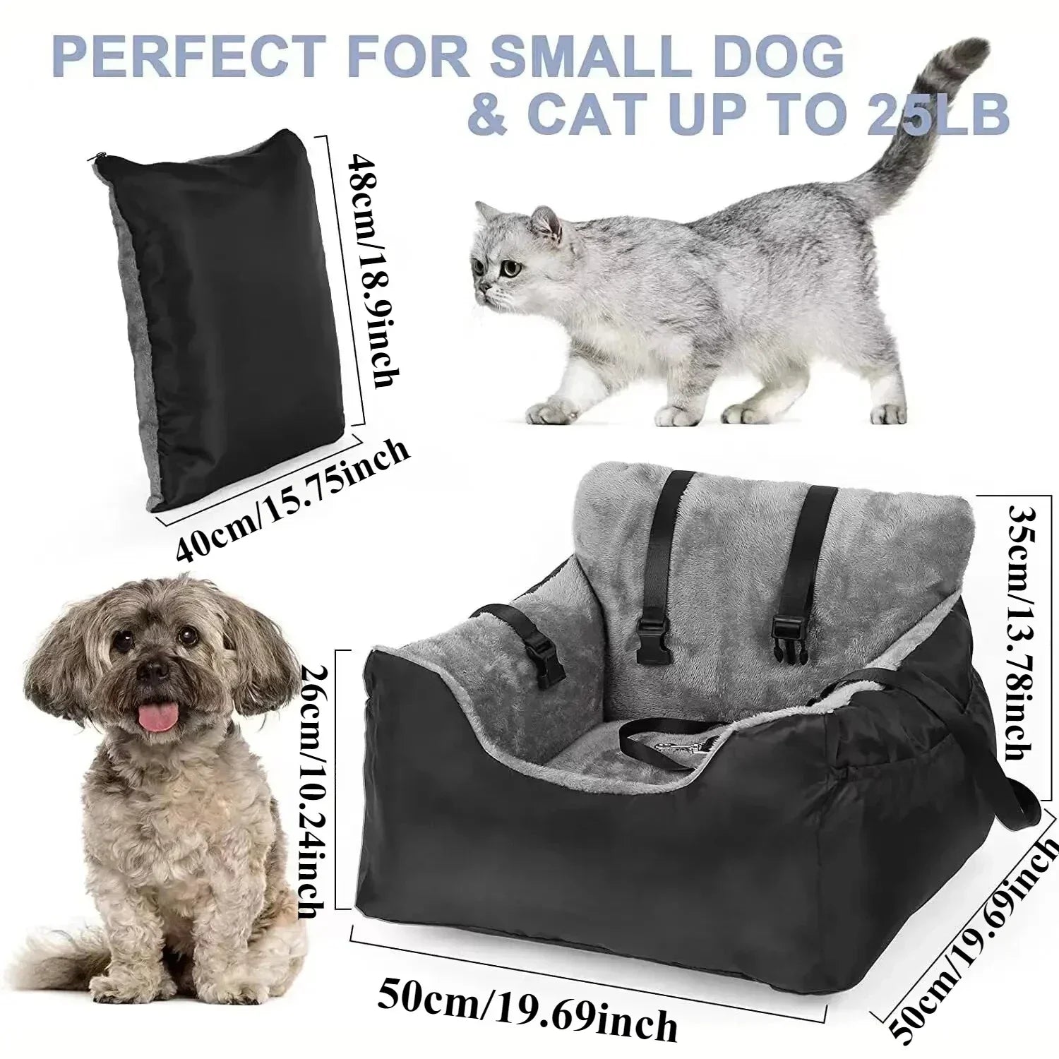 Dog Bed Removable  Machine Washable Pet Car Seat Cover Pet Animal Nest Cushion Dogs Cats Sofa Bedding Travel Mattress for Pets