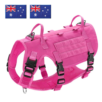 Military Tactical Big Dog Harness Vest Durable Nylon Dog Training Harnesses with Flags Adjustable for Large Dogs German Shepherd