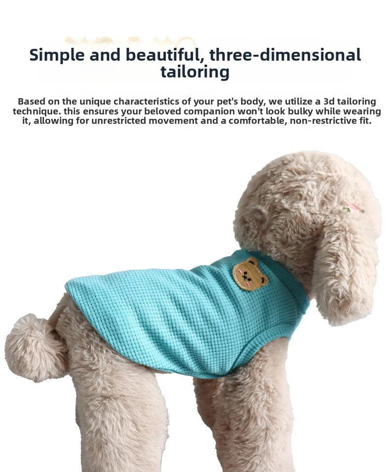 NewSpring Summer Pet Clothes for Cats Dogs Breathable Waffle Vest, Soft & Light, Perfect for Teddy Bichon Frise Small Medium Dog
