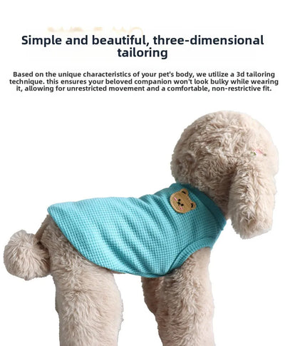 NewSpring Summer Pet Clothes for Cats Dogs Breathable Waffle Vest, Soft & Light, Perfect for Teddy Bichon Frise Small Medium Dog