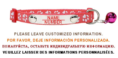 Personalized ID Paw Dog Collar Adjustable Nylon with Bell Custom Engraving Puppy Kittens Necklace for Cat Collar