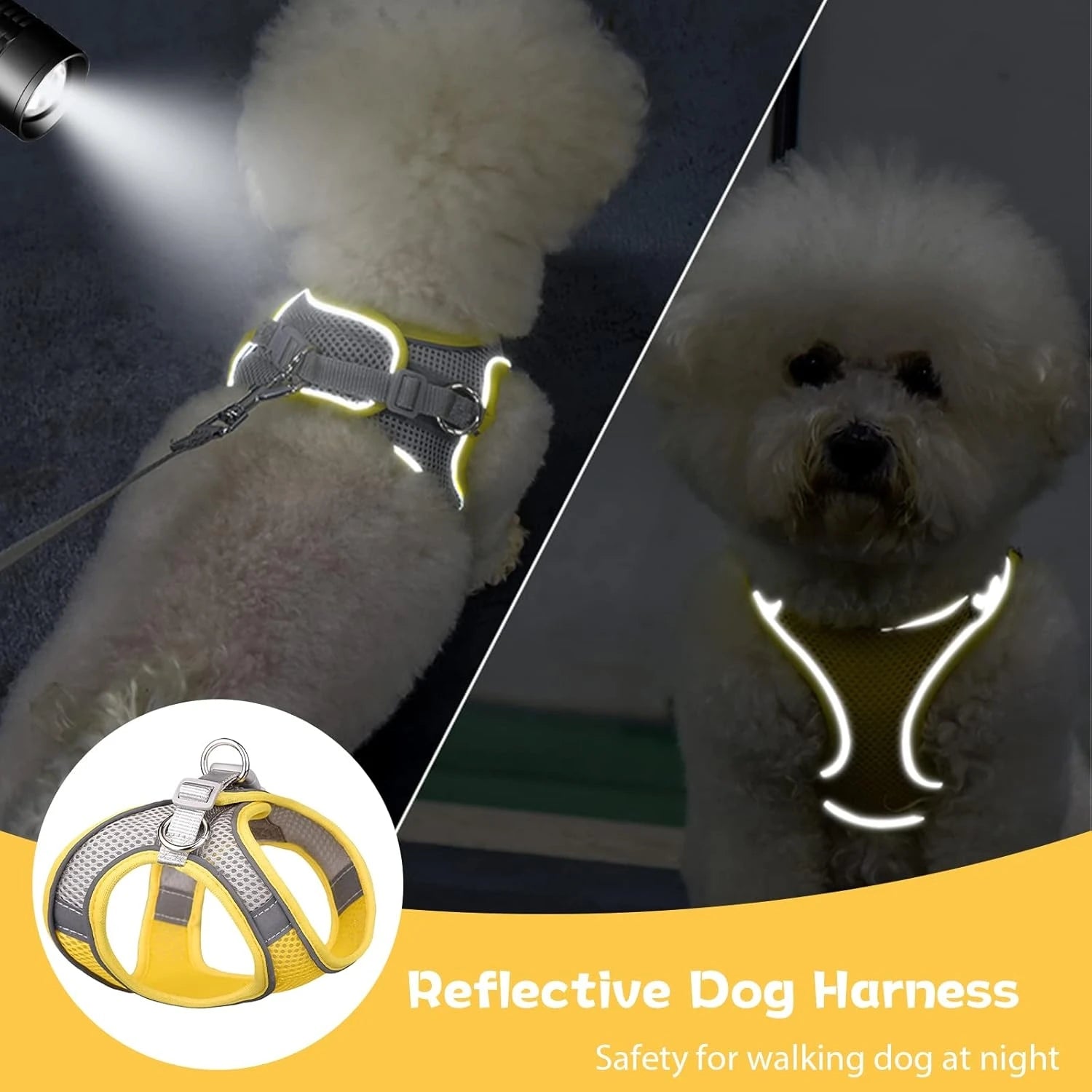 1set Dog harness Adjustable Breathable Reflective Pet Harness With Leash Made Of Polyester Mesh Fabric Suitable For Cats Dogs