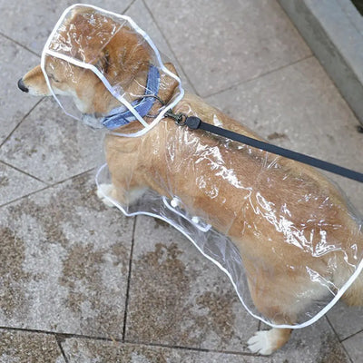 Pet Raincoat Dog Raincoat Transparent Snap Button Hooded Windproof Soft Outdoor Dog Rainwear Rain Cape Dog Supplies