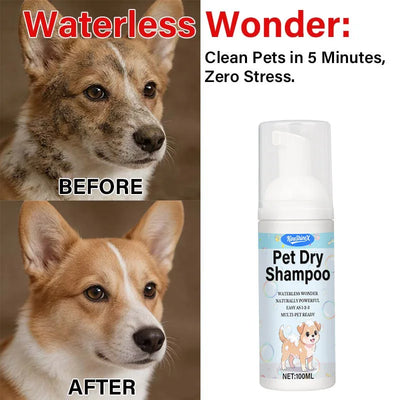 No-Rinse Pet Dry Foam | Quick-Dry Deep Cleaning,Suitable for Cats and Dogs, Essential for Travel,Camping,and Home Pet Care,100ml