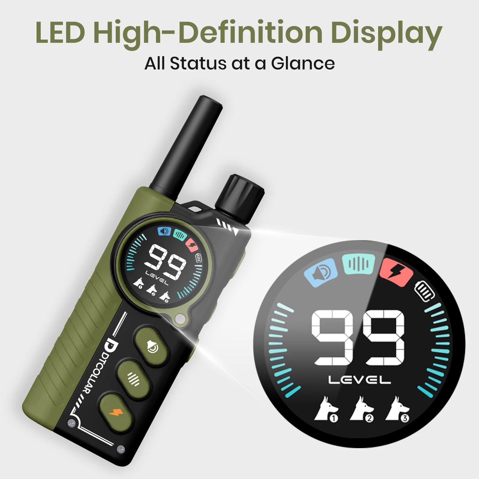 Electric Dog Training Collar 1Km Range With Remote Control Rechargeable Shock/Vibration/Sound Auto Modes Waterproof for Dog Size