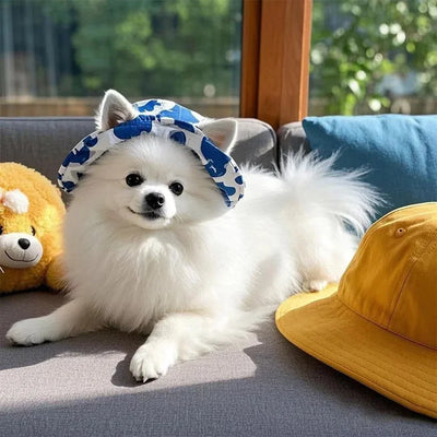 Printed Pet Dog Hat Adjustable Cap for Small Medium Puppy Dogs Pug Corgi Dachshund Outdoor Walking Photo Party Costume Accessory