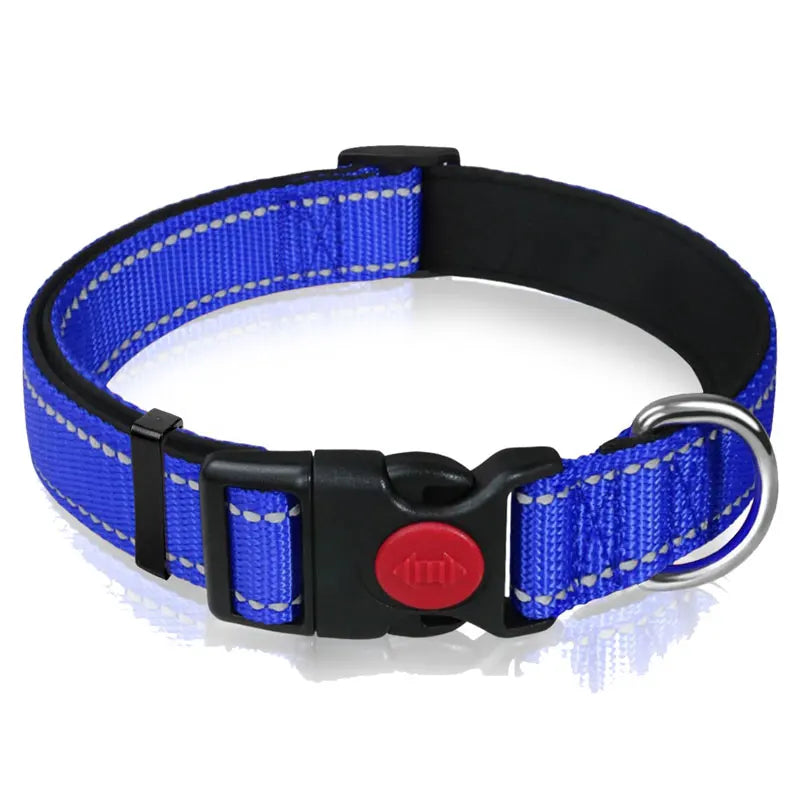Adjustable Nylon Dog Collar Reflective Pet Traction Collar Quick Release Buckle with Safety Lock  Lining Soft Pet Supplies