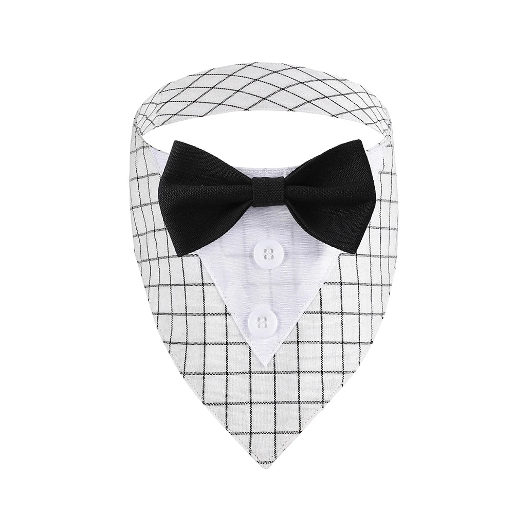 Sucado Wedding Tuxedo Suit Dog Bandana, Adjustable Pet Bib Triangle Bandana Scarf, Suitable for Wedding Engagement Birthday Part