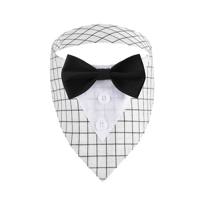 Sucado Wedding Tuxedo Suit Dog Bandana, Adjustable Pet Bib Triangle Bandana Scarf, Suitable for Wedding Engagement Birthday Part