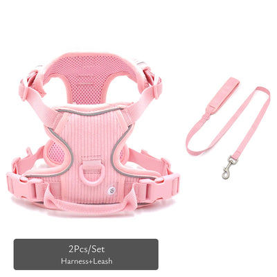 Personalized Dog Harness Set Luxury Designer Custom Dog Collar Leash Poop Bag with Walking Bag Reflective No Pull Harness Vest