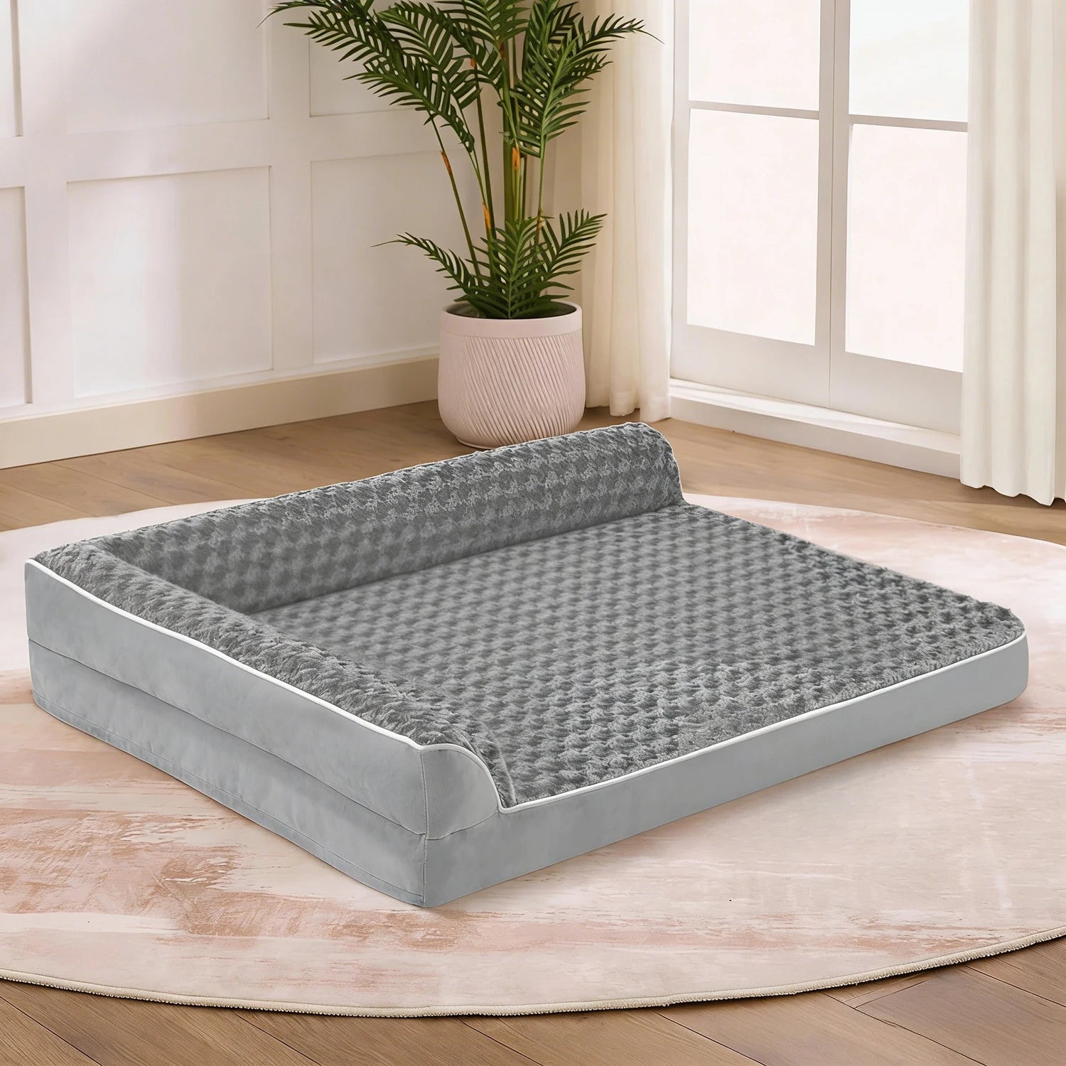 Orthopedic Large Dog Bed – Premium Memory Foam Sofa with Removable Washable Cover & Non-Slip Bottom – Pressure Relief for Joints