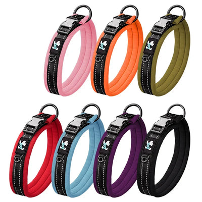 Adjustable Mesh Padded Pet Dog Collar Custom ID Engraving Reflective Nylon Dog Collar Durable Heavy Duty for All Breed All Pug