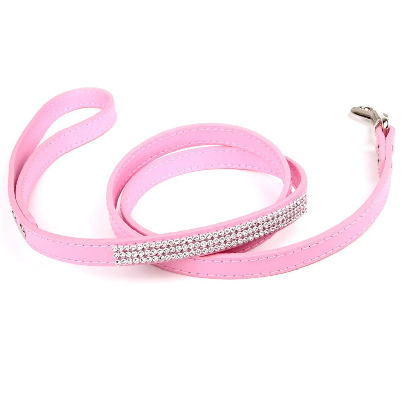 Fashion Rhinestone Dog Leash Pet Bling Shiny Cat Puppy Walking Leashes Lead for Small Dogs Cats Chihuahau Yorkshire Teddy 120cm