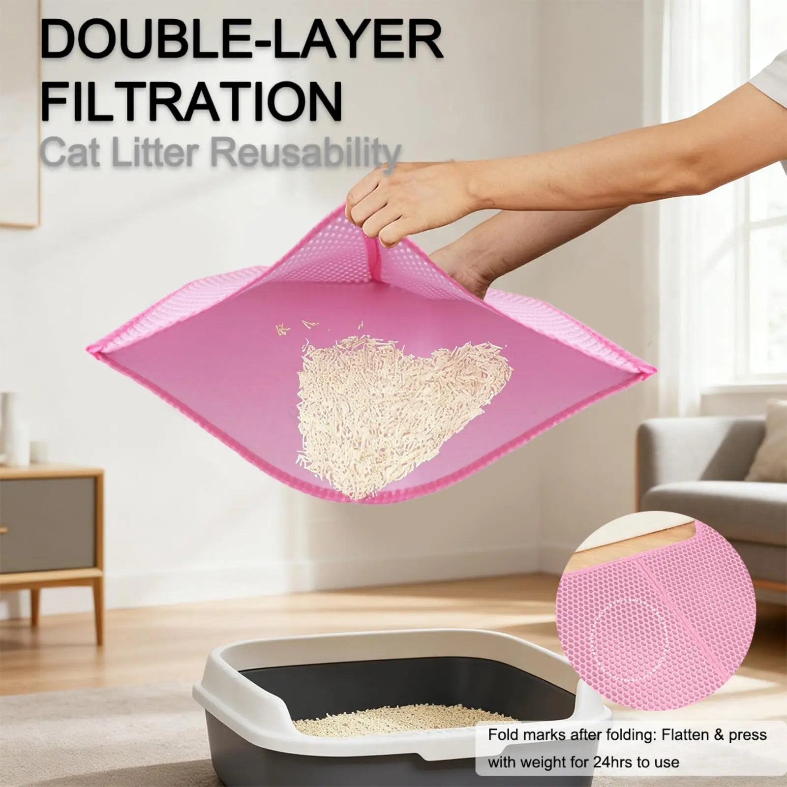 45x60CM Cat Litter Mat Large Size Waterproof Pet Toilet Cat Litter Trapping Mat Non Slip Double Layer Cat Litter Box Pad