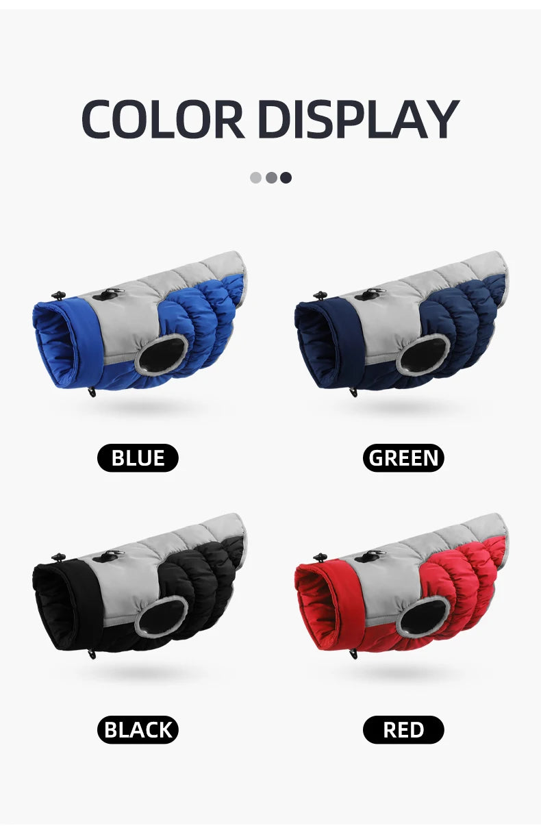 Winter Clothes for Dogs Windproof Cotton Clothing for Pets Rainproof Large Dogs Coat Reflective Overall Dog Leash Pet Clothing