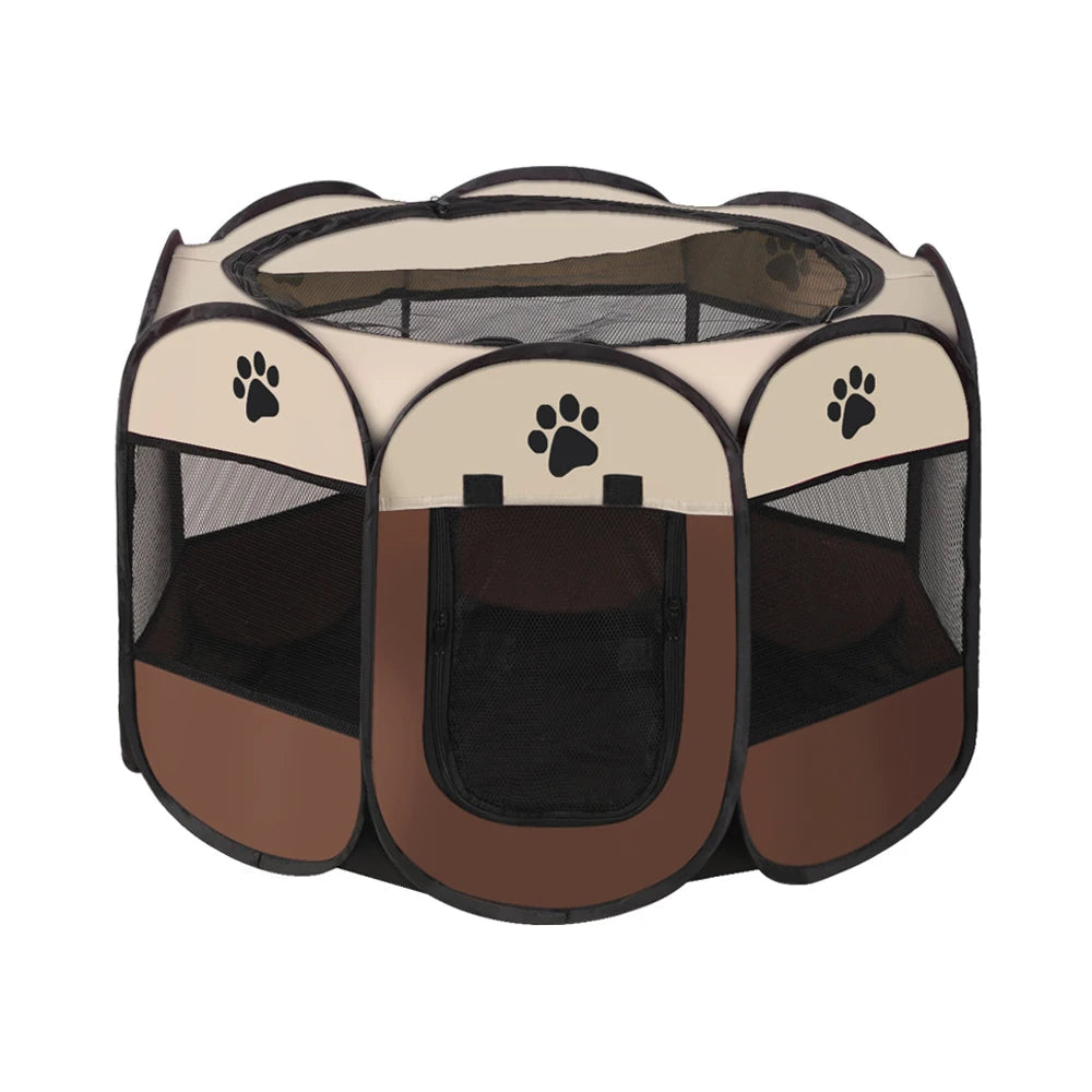 Portable Foldable Kennel Octagonal Fence Pet Tent Puppy Shelter Easy To Use Outdoor Easy Operation Large Dog Cages Cat Fences PawPrint Treasures