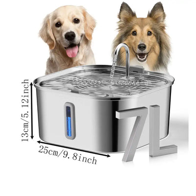 7L Stainless Steel Pet Water Dispenser Automatic Water Fountain USB Silent Water Pump Water Dispenser+Filter Set for Cats