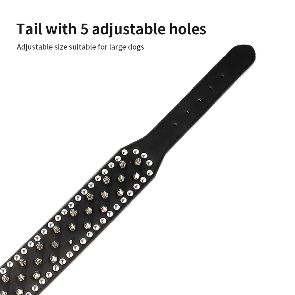 Pug Dog Collar Leather Adjustable Spikes Pet Collar for Medium Lager Dogs Brown Bull Dog Coleira para perro pitbull pet supplies
