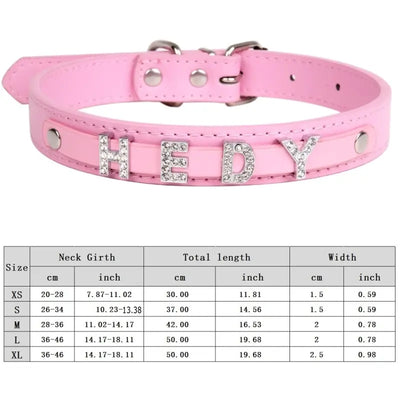 Personalized Dog Collar Fashion Bling Rhinestone Pet Free Diy Name Dog Necklace Custome Leather Dog Collars Pet Dog Accessories