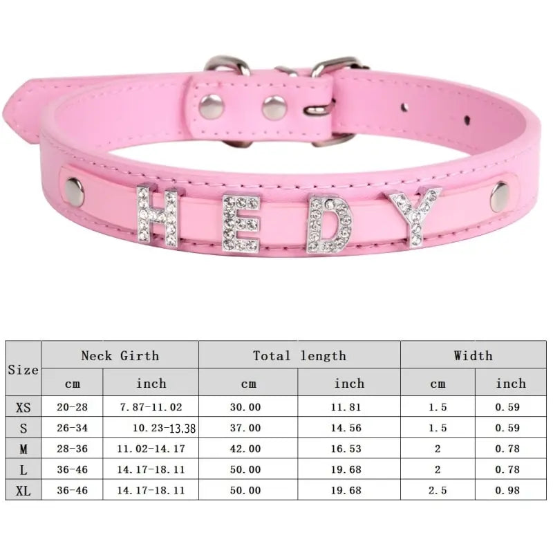 Personalized Dog Collar Fashion Bling Rhinestone Pet Free Diy Name Dog Necklace Custome Leather Dog Collars Pet Dog Accessories