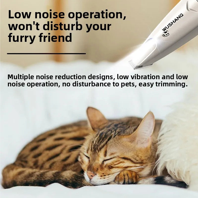 Pet Dog Electric Groomer Trimmer with LED Light Waterproof Pet Foot Hair Trimmer Low Noise Cat Dog Ear Hip Face Foot Paw Shaver