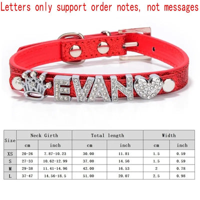 Personalized Dog Collar Fashion Bling Rhinestone Pet Free Diy Name Dog Necklace Custome Leather Dog Collars Pet Dog Accessories