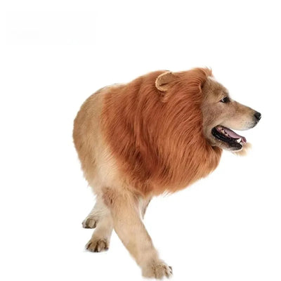 Dog Lion Mane Costume with Ears Funny Plush Headpiece for Pet Halloween Party and Daily Dress Up
