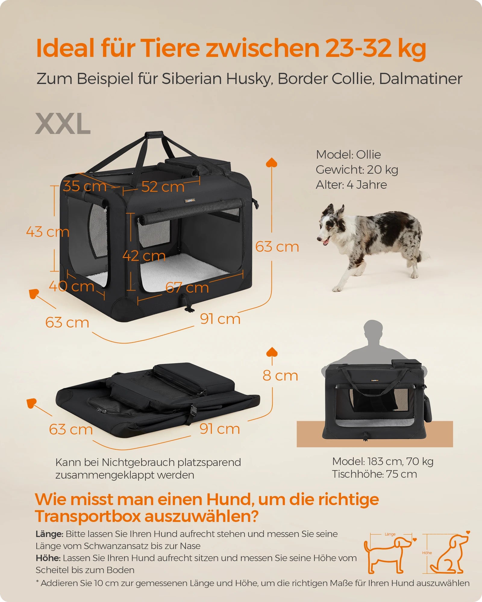 Feandrea Dog Box Foldable Cargo Box dog XXL Dog bag Oxford Fabric Mesh fabric breathable portable