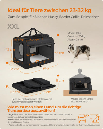 Feandrea Dog Box Foldable Cargo Box dog XXL Dog bag Oxford Fabric Mesh fabric breathable portable