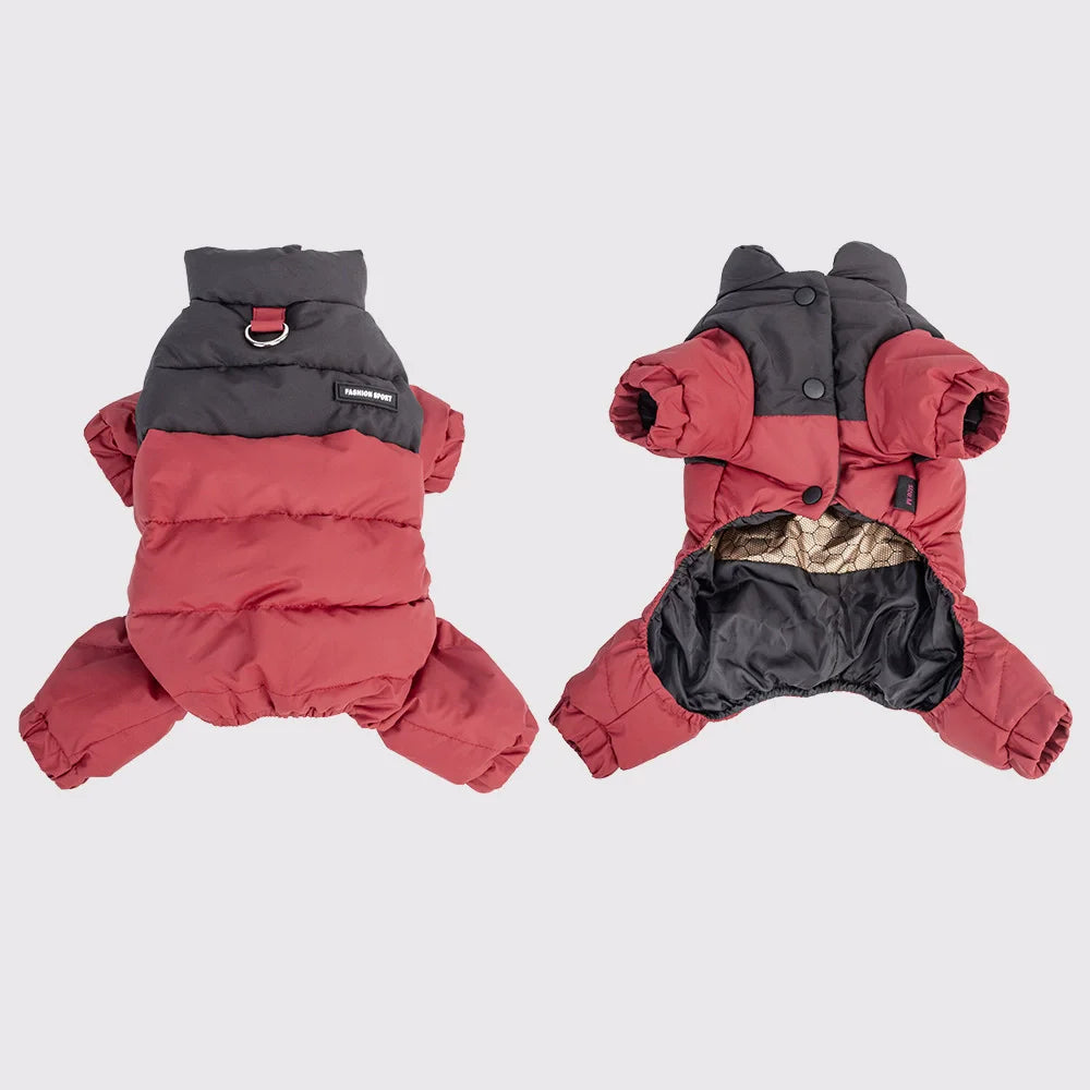 Winter Warmth Cotton Clothing for Pet Thickened Jumpsuit Coat Graphene Windproof Waterproof Pullable Dog Clothes PawPrint Treasures