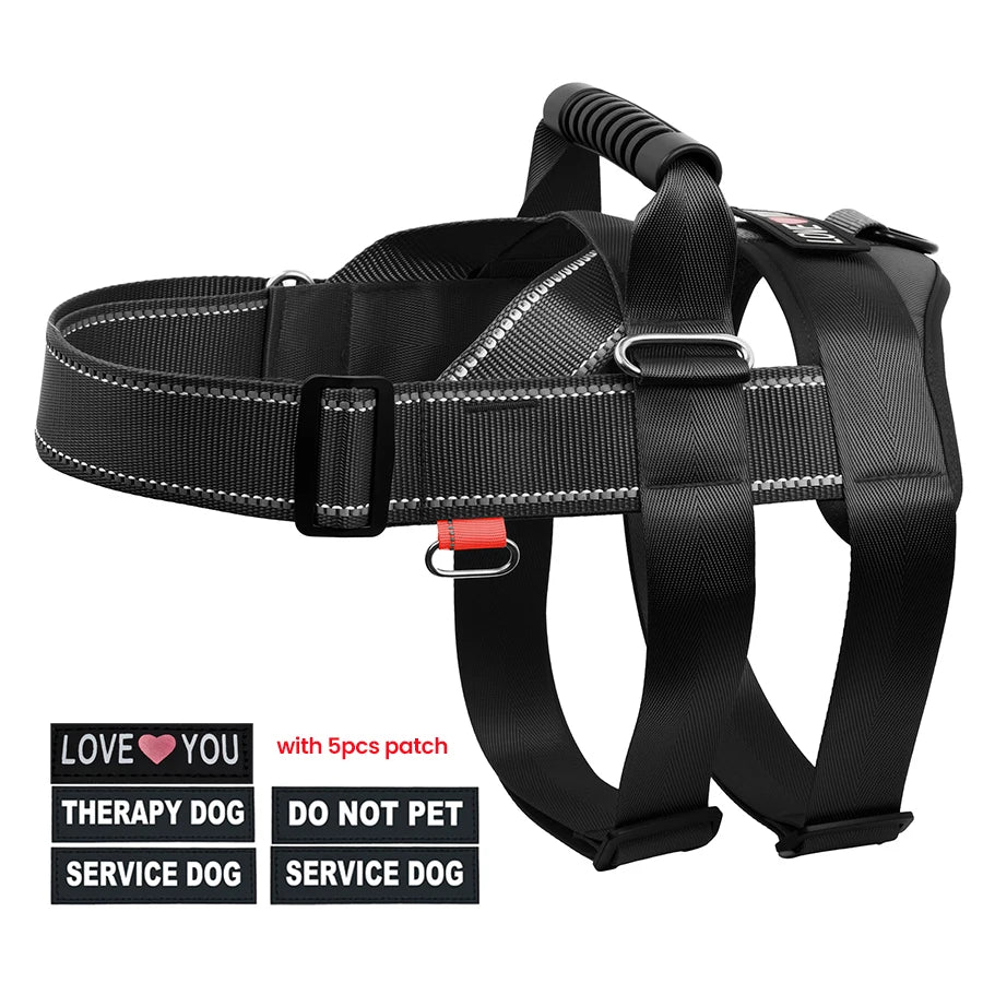 No Pull Dog Harness Adjustable Dog Harness With 5pcs Dog Patch Breathable Reflective Pet Harness for Small Medium Large Dogs
