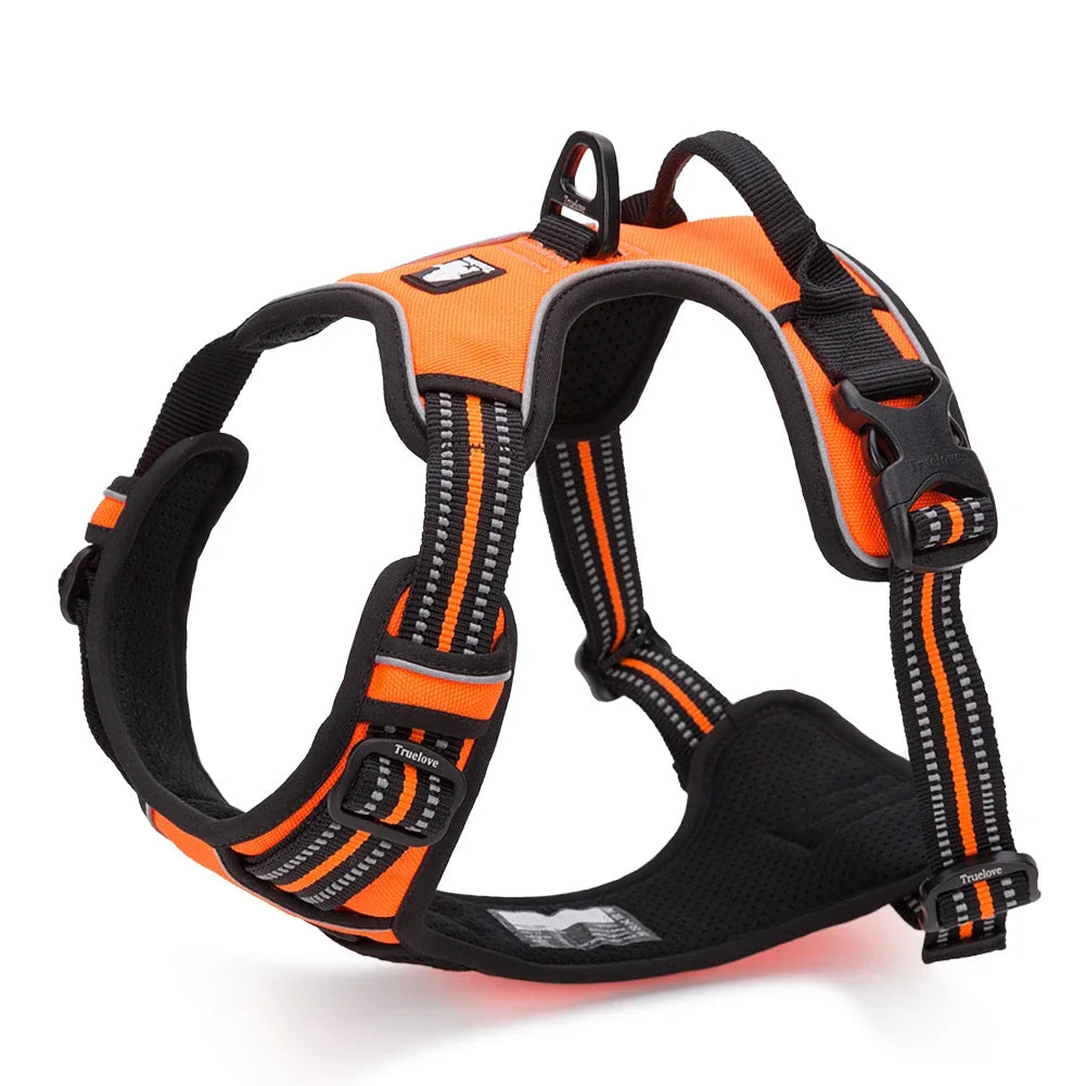 Truelove Reflective Nylon large pet Dog Harness  TLH5651 All Weather  Padded  Adjustable Safety Vehicular  leads for dogs pet