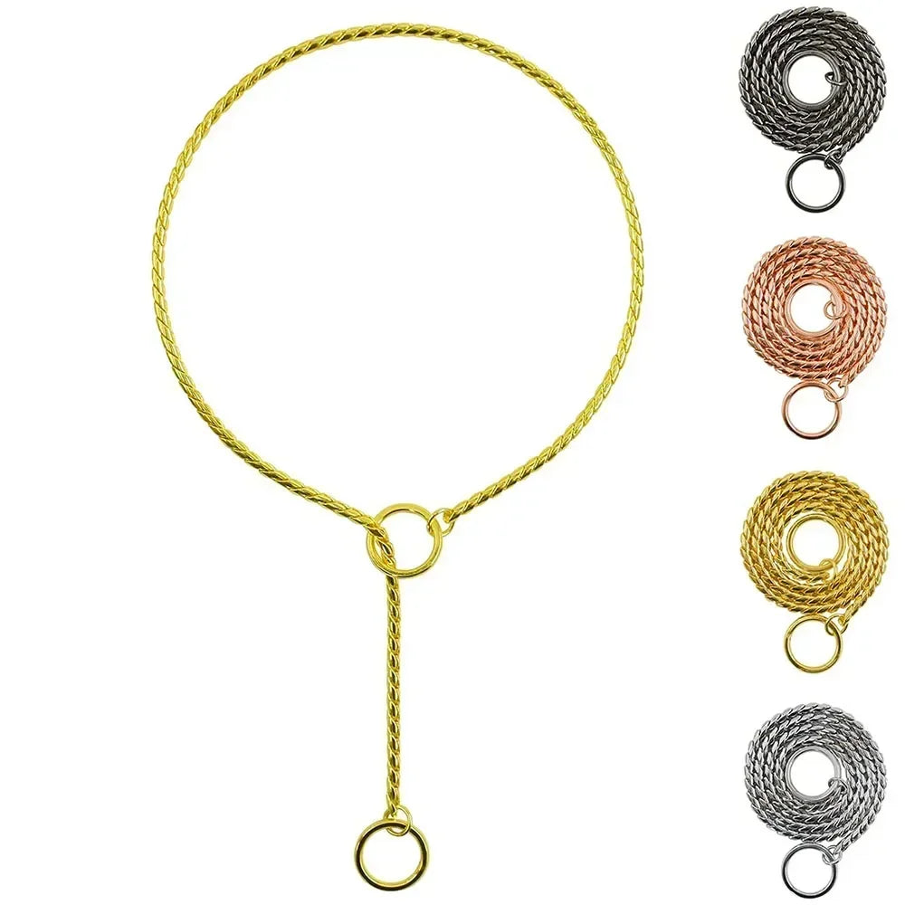 Stainless Steel Dog Choke Chain Collar Puppy Metal Snake Chain Pet Show Slip Collar Choker for Training Small Medium Large Dogs