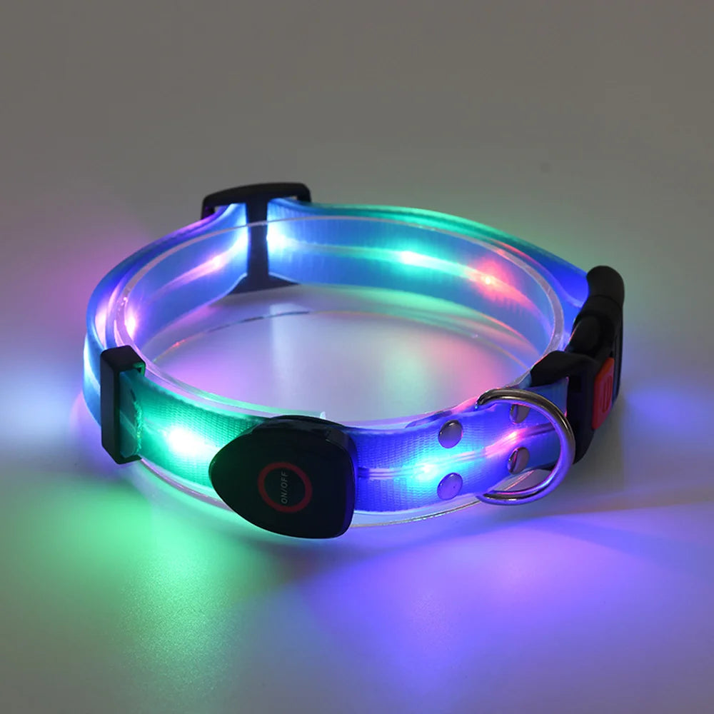 Pet Light-up Collar Leash LED Flashing Collar USB Charging Dog Walking Pulling Belt Adjustable Dog Collar Anti-Lost Pet Supplies