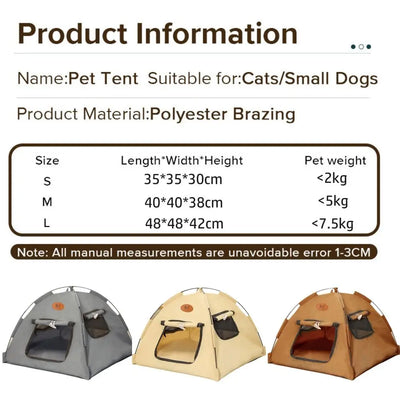 Portable Foldable Pet Cat Tent Closed Design Breathable Cat Sleep House Large Stable Pet Kennel Indoor Use