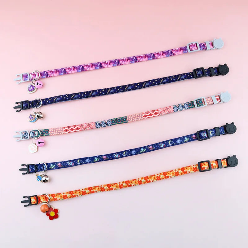 Boho Ethnic Cat Collar Adjustable Cat Collar with Bells and Delicate Pendants Loss Prevention Pet Collar for Kittens and Puppies