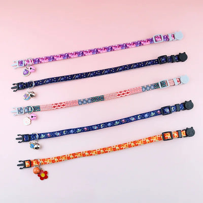 Boho Ethnic Cat Collar Adjustable Cat Collar with Bells and Delicate Pendants Loss Prevention Pet Collar for Kittens and Puppies
