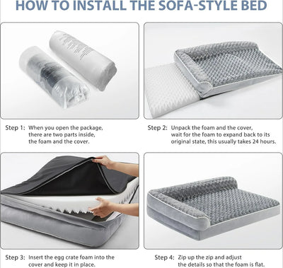 Orthopedic Dog Bed for Large Dogs – Waterproof Sofa-Style Bed with Removable Washable Cover, Non-Slip Base & Joint Support