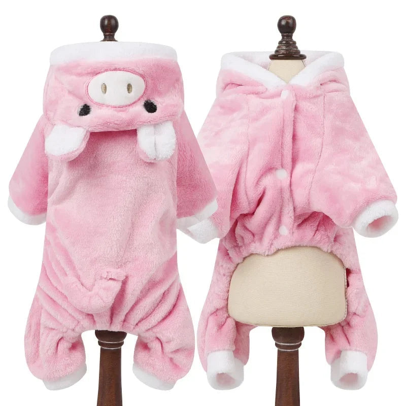 Pet Clothes for Small Medium Dogs Flannel Dog Jumpsuits Soft Comfortable Winter Warm Dog Cat Costume  Chihuahua Teddy Pet Coats PawPrint Treasures