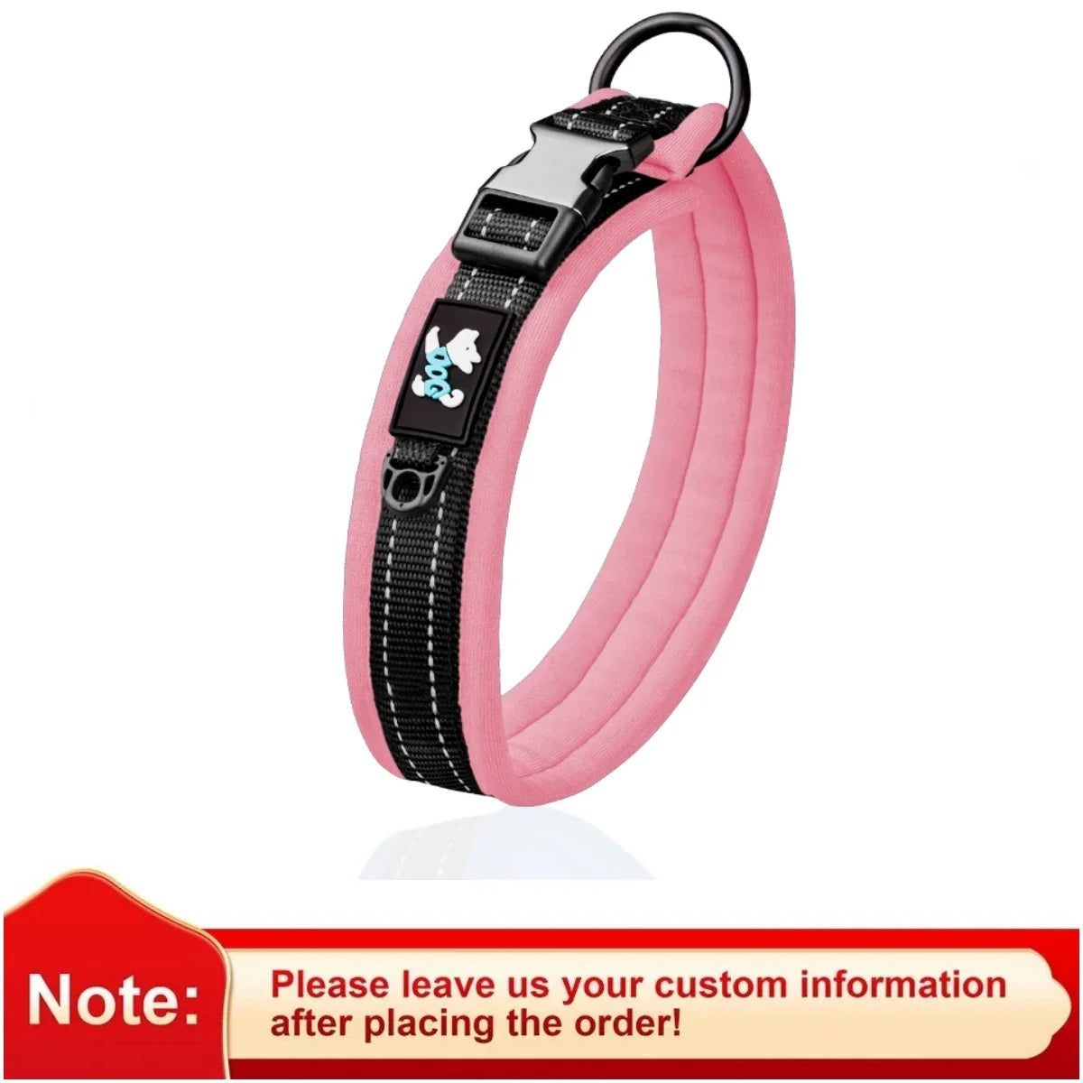 Adjustable Mesh Padded Pet Dog Collar Custom ID Engraving Reflective Nylon Dog Collar Durable Heavy Duty for All Breed All Pug