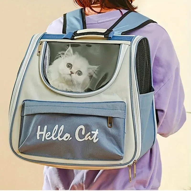 Large Capacity Collapsible Pet Backpack Carrier, Breathable Mesh Vent Travel Bag with Secure Zipper for Cats and Small Dogs