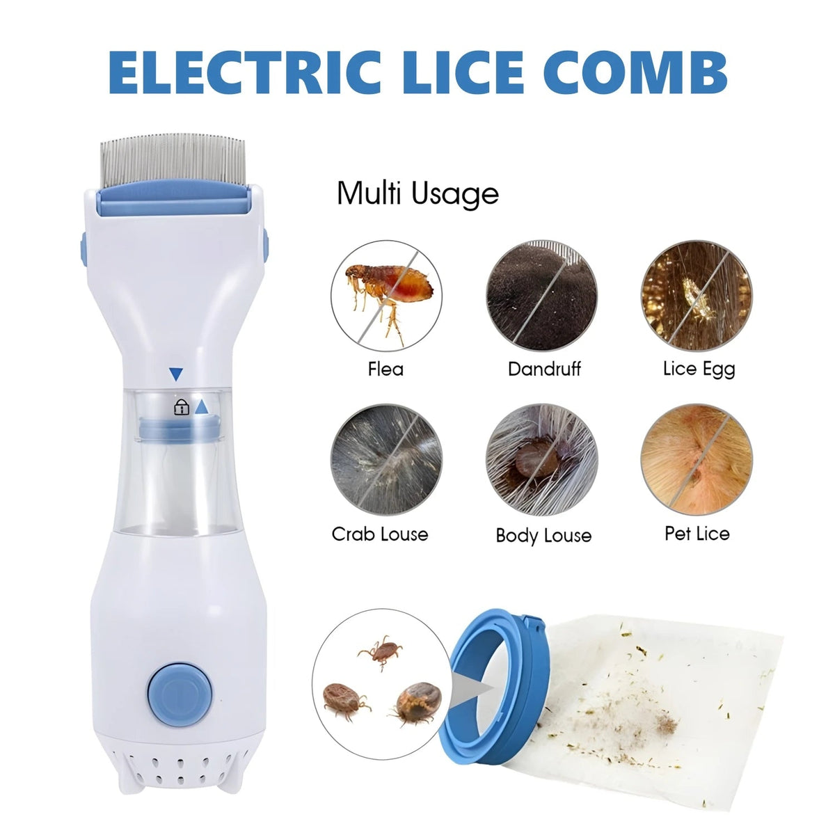 Electric Suction Flea Comb Efficient Cleaning Removing Lice Automatic Clean Comb with Dense Teeth For Dog/Cat Pet Grooming tool PawPrint Treasures
