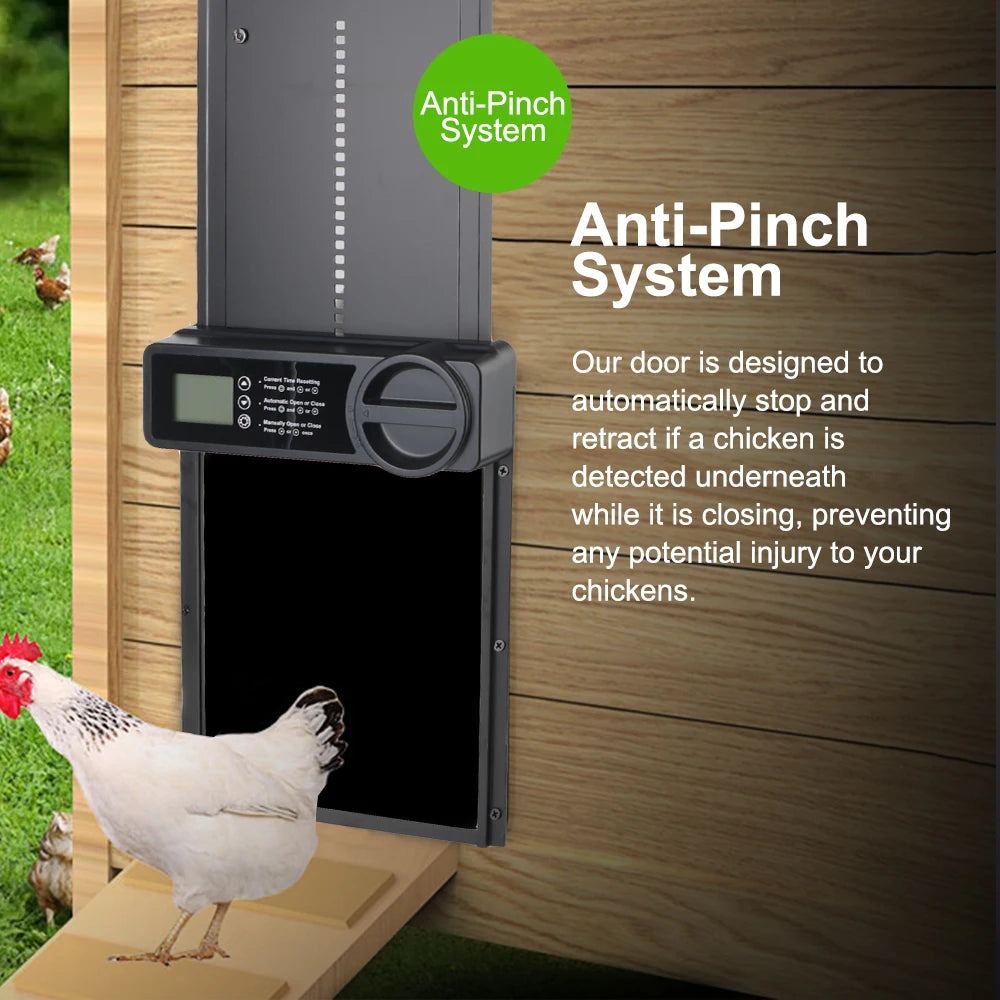Anti-Pinch Function Small Pet Supplies Retractable Door LCD Display Safety Gate Automatic Chicken Coop Door Controlled Open