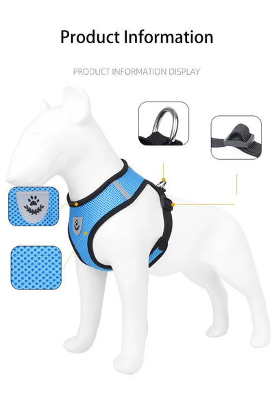 Small Dog Harness and Leash Set Summer Puppy Breathable Mesh Reflective Cat No Pull  Dog Reflective  Adjustable Pet Vest Style