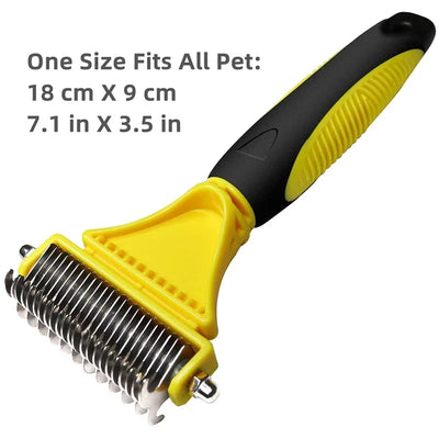 Pets Stainless Steel Grooming Brush – Dual-Sided Shedding & Dematting Undercoat Rake for Easy Knot & Tangle Removal in Dogs&Cats