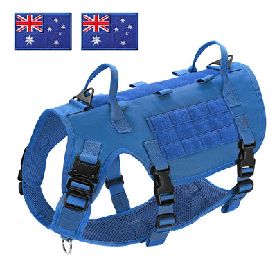 Military Tactical Big Dog Harness Vest Durable Nylon Dog Training Harnesses with Flags Adjustable for Large Dogs German Shepherd